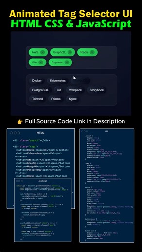 Animated Tag Selector UI ✨ | HTML CSS JavaScript View Transitions