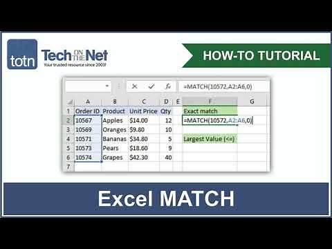How to use the MATCH function in Excel