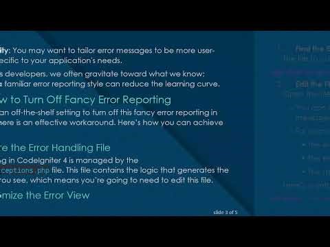 How to Turn Off the Fancy Error Reporting in CodeIgniter 4