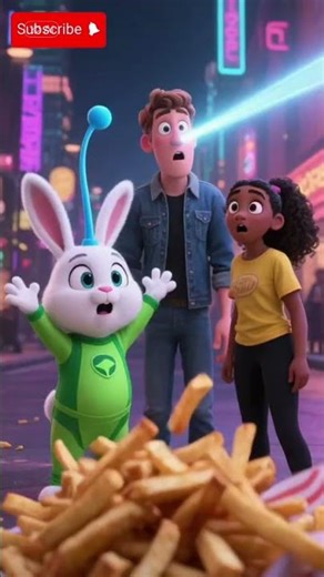 Alien Bunny Wants Your Fries 👽🐰🍟 #shorts #FunnyBunnyUniverse