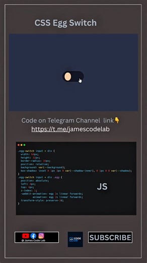 9.5K views · 142 reactions | Css Egg Toggle Switch Animations made with just HTML Css and JavaScript 讀 | James Code Lab | Facebook