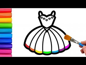 How to draw a cute and easy dress for kids || dress drawing and colouring