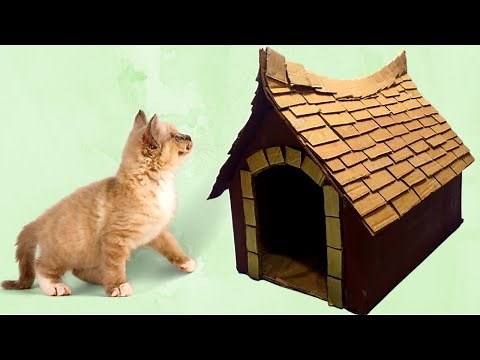 how to make easy cat house using cardboard