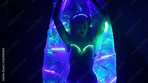 Tribal belly dance light show. Girl dancing in a nightclub Stock Video