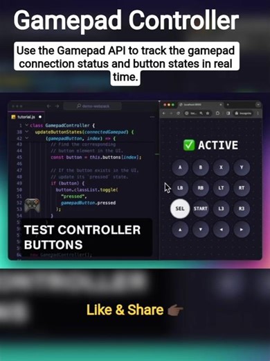 🕹 Gamepad Controller #html #javascript #css #coding #webdevelopment #gaming #game #tips #how #trend