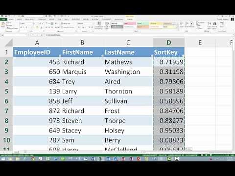 Sorting Data Randomly In Excel