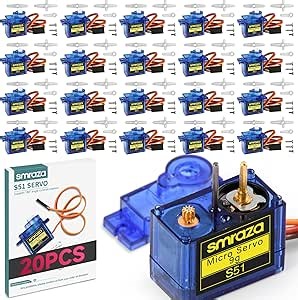 SG90 Micro Servo Motor: 20 Pcs Mini Servos for RC Robot/Car/Plane Micro Servos Metal Gear with Cable for Arduino Kit(20)
