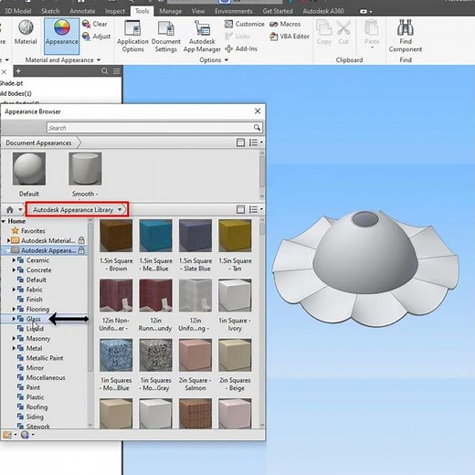 How to assign a transparent or glass appearance in Autodesk Inventor #Shorts