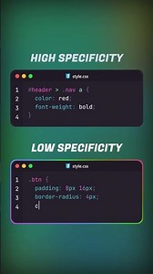 Master CSS Specificity! High vs Low explained. 🚀💡 #CSS #Frontend #CodingTips