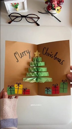 DIY Pop Up Christmas Tree Card Tutorial 🎄❤️ cute and easy Christmas gift #christmas #christmascard