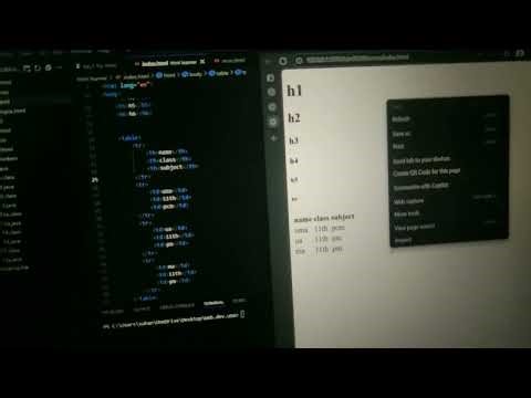 Headings and table in html