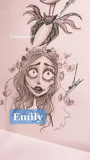 Replying to @aleja_draws05 💙🦋🕯💍✨ #thecorpsebride #timburton #sketch #emily #art #halloween