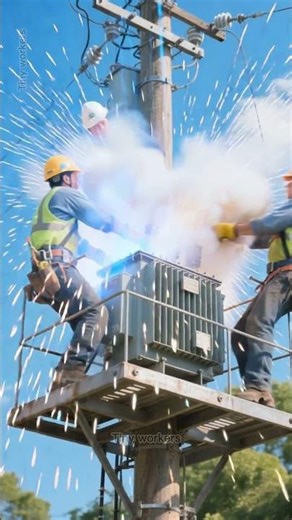 ⚡Massive Transformer Blast! Workers Thrown by Electric Shock 🚨 EP-02 #shortvideo #viralvideo #shorts