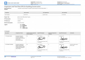 Inspection and Test Plan for Building Construction: Free template