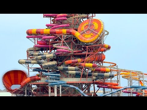 CRAZIEST Water Park! Riding ALL Slides on that MONSTROSITY Tower with SHARK Too!