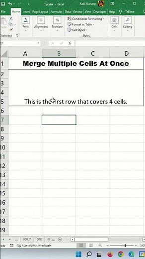 Merging Columns in Multiple Sets of Rows at Once - Excel Tips and Tricks #shorts