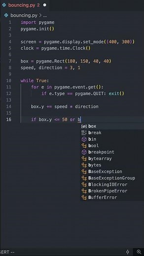 Bouncing Square Animation in Pygame