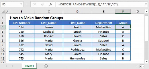 How to Make Random Groups in Excel & Google Sheets