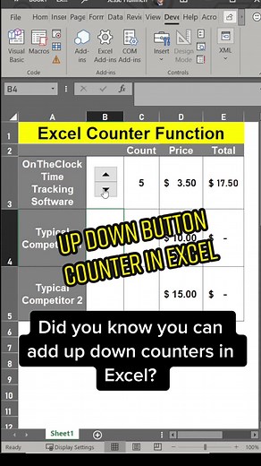 Add Up Down Buttons in Excel for Counting: Excel Tips