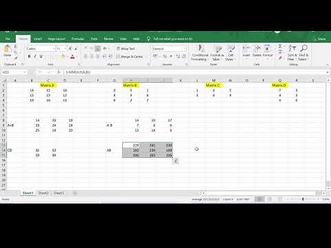 Functions of EXCEL for Matrix Operations | Matrix Addition, Multiplication, Inverse using Excel