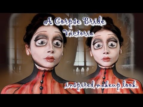 Transforming into Victoria from the Corpse Bride inspired makeup look.