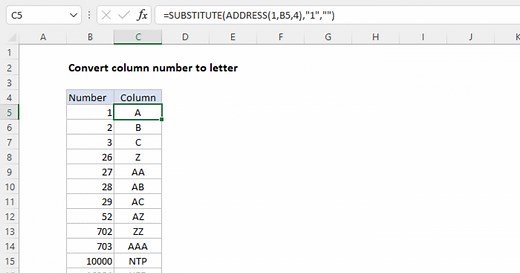 Convert column number to letter