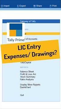 😱 LIC Entry in Tally Prime: Expense or Drawings?
