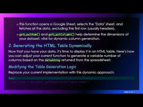 Dynamically Generating Columns in an HTML Table with JavaScript