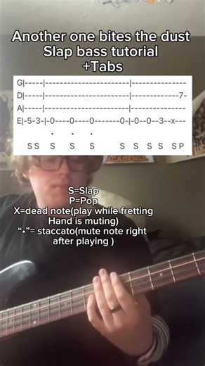 Another one bites the dust bass slap bass tutorial for beginners
