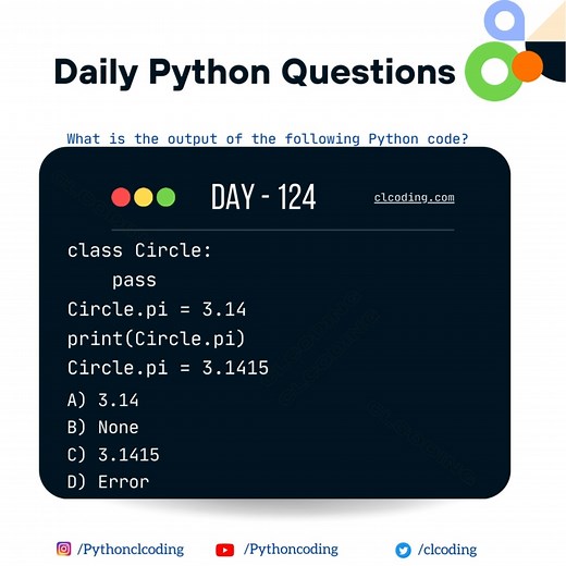 Python Coding challenge - Day 124 | What is the output of the following Python Code? | Python Coding