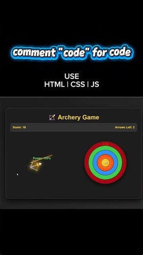 archery game use | HTML | CSS | JavaScript #JavaScript #html #css #animation #coding #js #ai #code