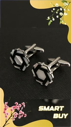 Men's Shirt Cufflinks French Black And White
