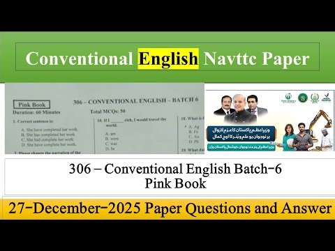 Today NAVTTC English Conventional Batch-6 Pink Book NTS Question Paper Solution