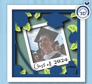 3D Customisable Graduation Shadow Box SVG, 3D Class of 2025 Svg, 3D Owl Svg, 3D Graduation Cap Svg, 3D Summer SVG, Cricut Silhouette - Etsy