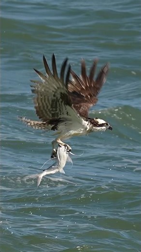 Osprey vs venomous catfish. Talons first, questions never. #bird #osprey This bird is fearless.