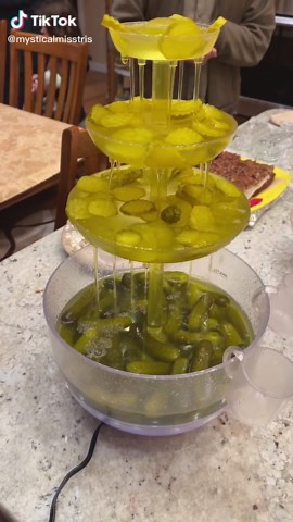 Presenting, the holiday pickle fountain. Next time I’ll be sure to find cornichon. Maybe some pickled peppers. More pickles. 🥒 Some pickle advice: -Anytime is a good time for a pickle. -Relish every moment you share with those you love. -If you want life to be sweet, you have to know what sour tastes like. -Don’t worry- in the end, everything will be just brine. #pickle #pickles #picklefountain #centerpiece @Bri Weimar | Goodbye Twenties