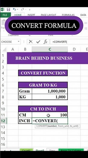 How To Use The Convert Formula In Excel | Gram to KG with convert function