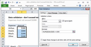 Data validation don't exceed total