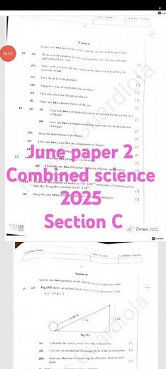 ZIMSEC O'LEVEL June paper 2 combined science Section C ZIMSEC #chemistry #physics #exam