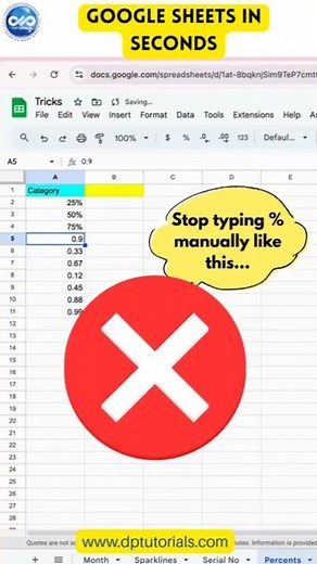 Auto Add “%” to Numbers Instantly in Google Spreadsheets