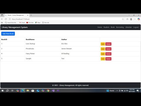 Library Management System Using Asp.Net Core MVC
