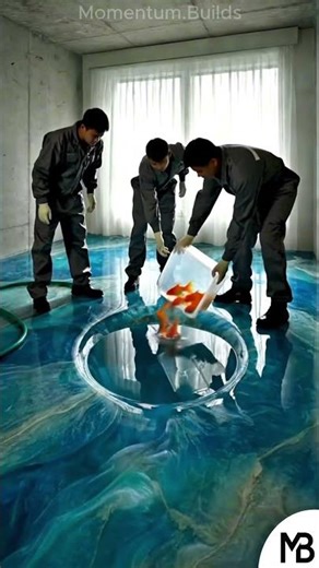 Stunning Epoxy Aquarium Bedroom Floor Transformation #epoxy #timelapse #renovation