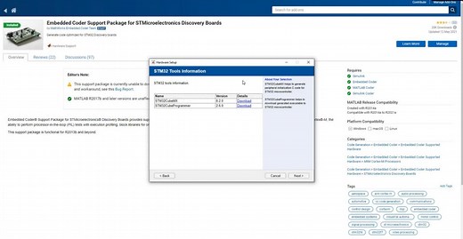 Installing Embedded Coder Support for STMicroelectronics STM32 Boards