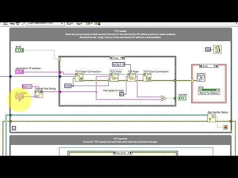 LabVIEW code: TCP/IP sender and receiver and "TCP ping" application (walk-through)