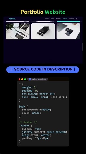 Portfolio Website in 15 Seconds – HTML & CSS Hero Section! #coding #programming #portfolio #website