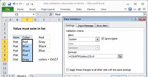 Data validation exists in list