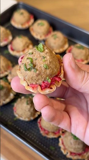Meatball Mini Phyllo Cup Appetizers with Cranberry Pecan Relish