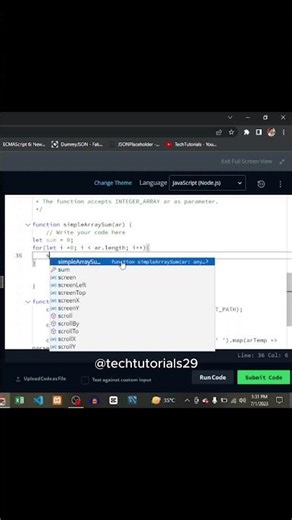 JavaScript Solution to HackerRank's Simple Array Sum Problem | Short Tutorial