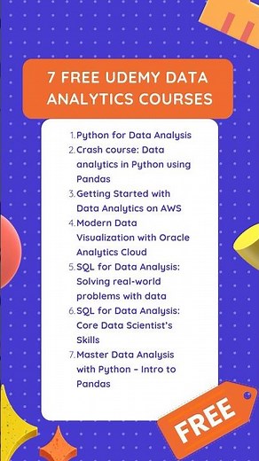 7 FREE Udemy Courses to Kickstart Your Data Analytics Journey! #dataanalysis #dataanalytics