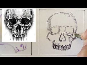 Draw With Me Mini Challenge #16 - Biro Pen Skull